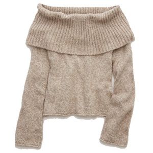 Aerie Of-The-Shoulder Sweater - Heather Oatmeal